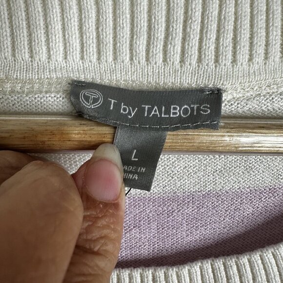 Talbots Sweater Womens Large Multi Color Striped Coastal Casual Preppy - EUC - Picture 6 of 12